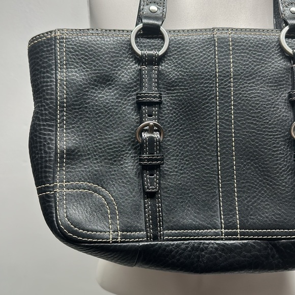 Coach Chelsea Purse Tote Handbag Pebbled Leather Black Silver Large Bag F12339 - Picture 2 of 9